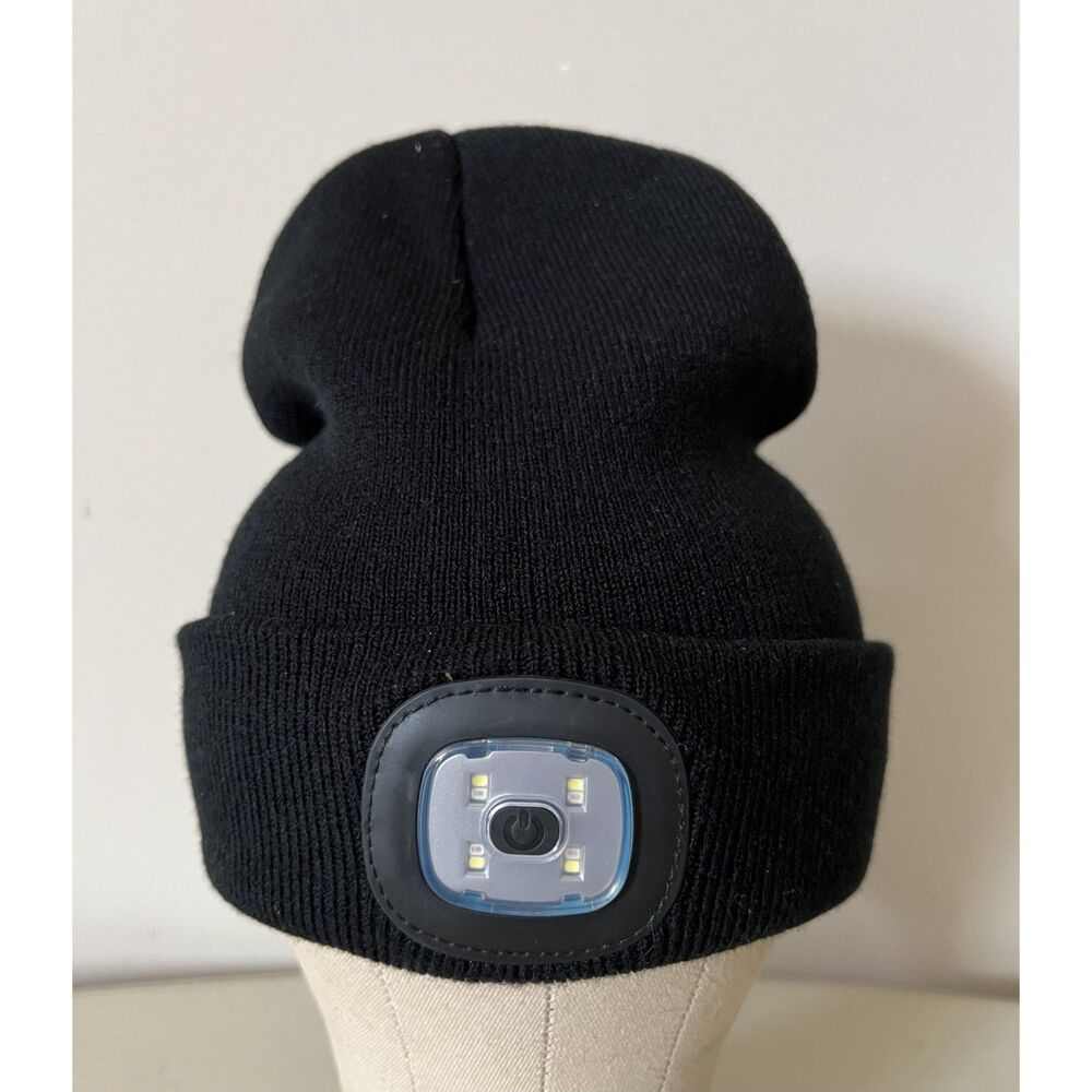 BNWOT Unisex Black Outdoor Beanie Hat Cap with Headlamp Work Light OSFA